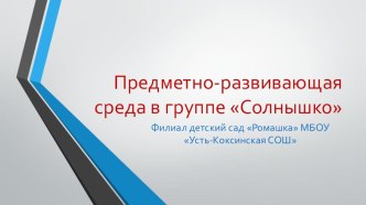 Презентация проекта по преобразованию предметно-пространственной среды в детском саду