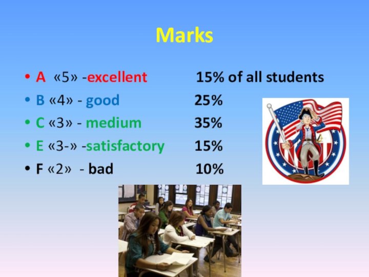 MarksA «5» -excellent       15% of all