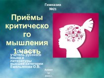 Презентация по стратегиям преподавания Приёмы критического мышления. 1 часть