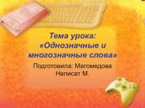 Презентация по русскому языку на тему  Однозначные и многозначные слова