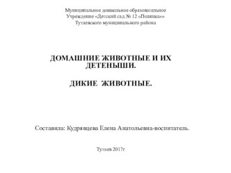 Презентация по окружающему миру на темуДомашние и дикие животные, Их детеныши