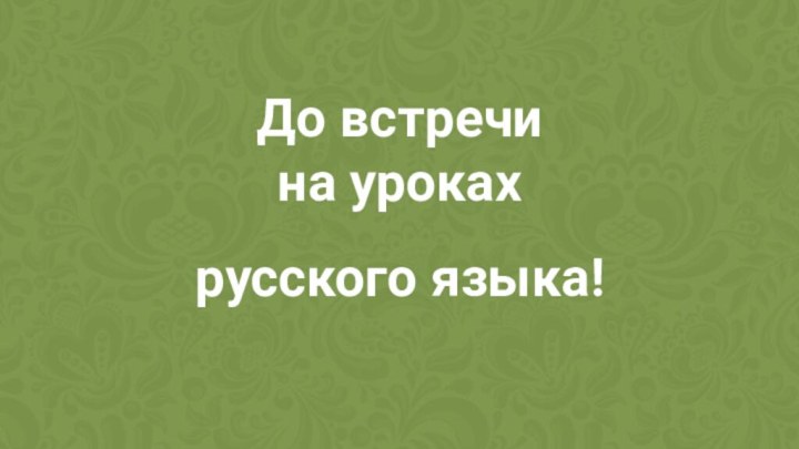 До встречи на уроках русского языка!