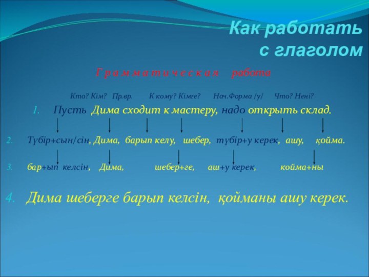 Как работать     с глаголомГ р а м м