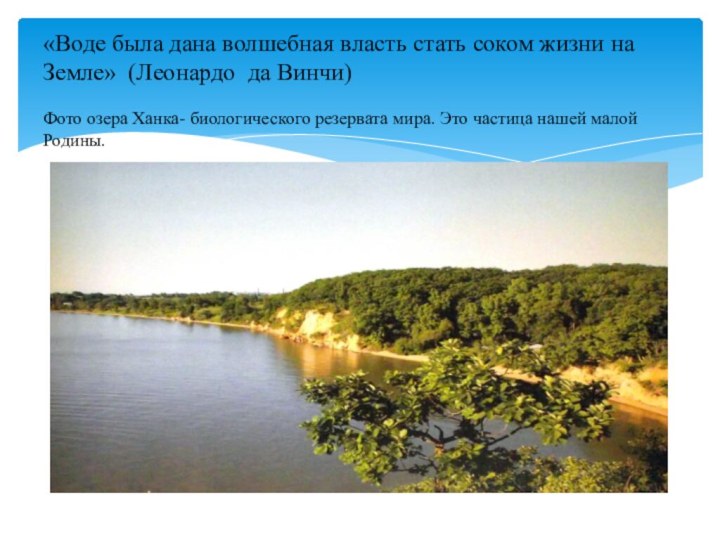 «Воде была дана волшебная власть стать соком жизни на Земле» (Леонардо да