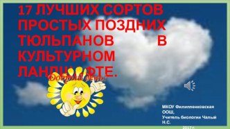 Презентация по биологии17 лучших поздних тюльпанов в культурном ландшафте 9 класс.