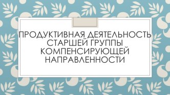 Презентация Продуктивная деятельность старшей группы