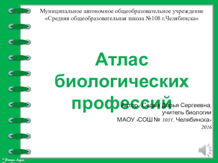 Муниципальное автономное общеобразовательное учреждение«Средняя общеобразовательная школа №108 г.Челябинска»