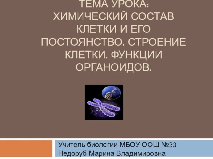 Тема урока: Химический состав клетки и его постоянство. Строение клетки. Функции