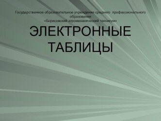 Презентация по информатике Электронные таблицы