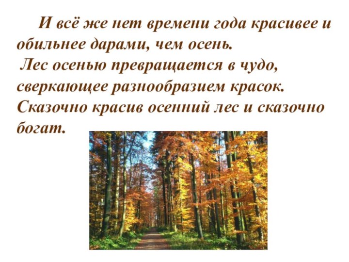 И всё же нет времени года красивее и обильнее дарами, чем осень.