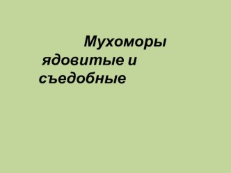 Презентация по окружающему миру Мухоморы ядовитые и съедобные