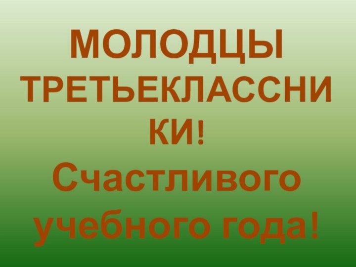 МОЛОДЦЫ ТРЕТЬЕКЛАССНИКИ!Счастливого учебного года!