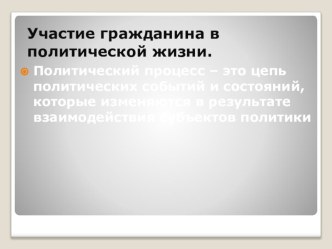 Презентация по обществознанию Участие гражданина в политической жизни страны БАЗА