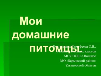 Презентация Мои домашние питомцы..