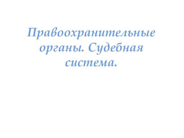 Правоохранительные органы. Судебная система.