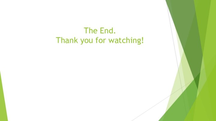 The End. Thank you for watching!