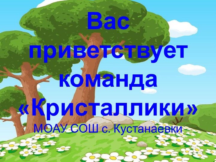 Вас приветствует команда «Кристаллики» МОАУ СОШ с. Кустанаевки