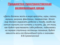 Презентация Развивающая предметно пространственная среда