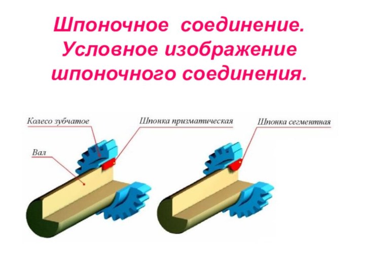 Шпоночное соединение. Условное изображение шпоночного соединения.