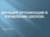 Функция организации в управлении школой