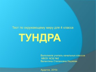 Тест по окружающему миру для 4 класса Тундра