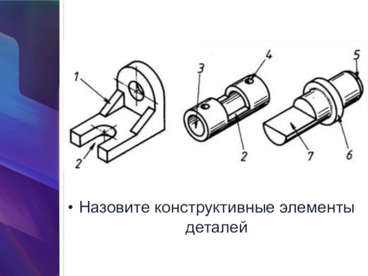 Назовите конструктивные элементы деталей