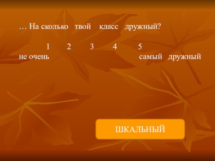 … На сколько  твой  класс  дружный?