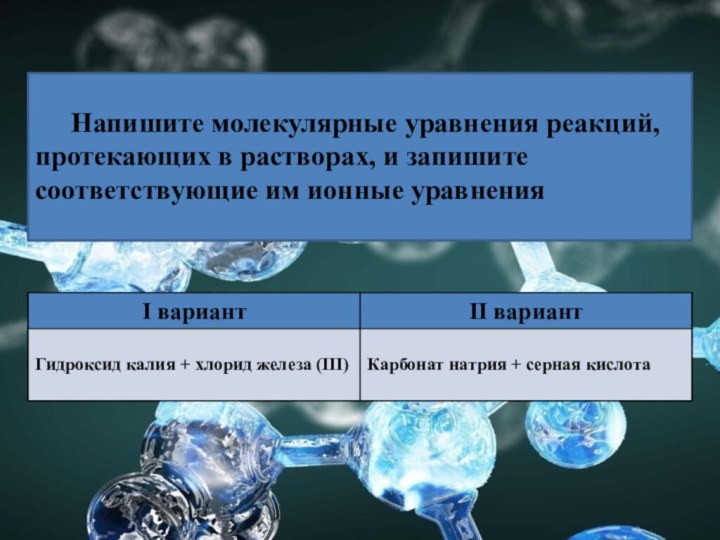 Напишите молекулярные уравнения реакций, протекающих в растворах, и запишите соответствующие им ионные уравнения