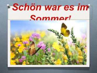 Презентация по немецкому языку по теме Прекрасно было летом! для 8 класса