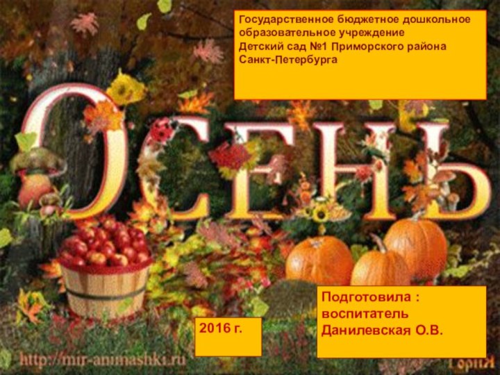 Подготовила : воспитатель Данилевская О.В.2016 г.Государственное бюджетное дошкольное образовательное учреждение Детский сад