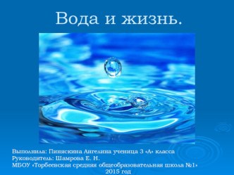 Исследовательская работа на тему Вода и жизнь