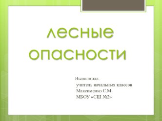 Презентация по окружающему миру на тему  Лесные опасности