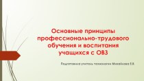 Презентация к педсовету Основные принципы профессионально-трудового обучения и воспитания детей с ОВЗ.