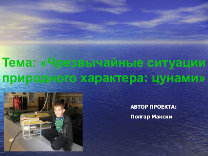 Тема: «Чрезвычайные ситуации природного характера: цунами»Полгар МаксимАВТОР ПРОЕКТА: