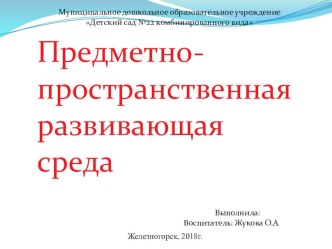 Презентация  Предметно-пространственная развивающая среда