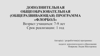 Дополнительная общеобразовательная (общеразвивающая) программа ФЛОРБОЛ