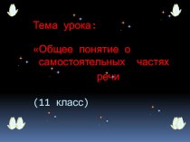 Презентация по русскому языку на тему Общее понятие о самостоятельных частях речи.