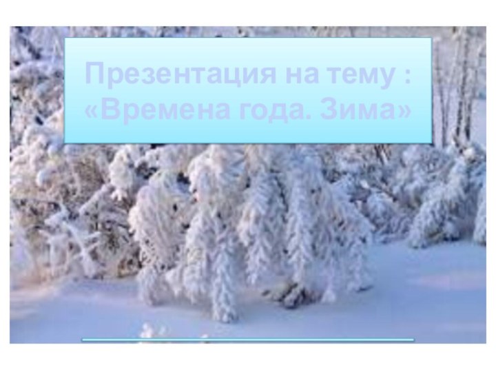 Презентация на тему :  «Времена года. Зима»