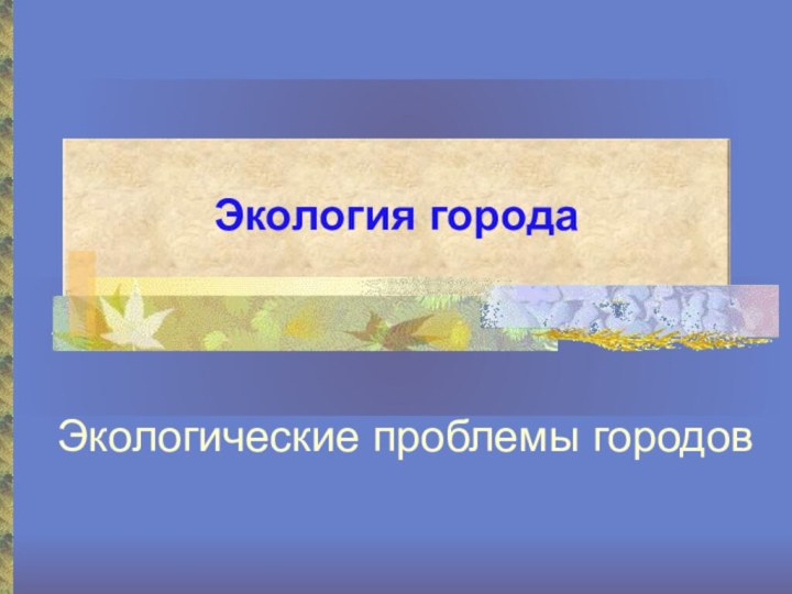 Экология городаЭкологические проблемы городов