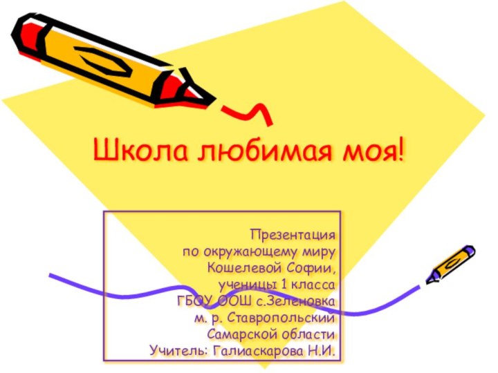 Школа любимая моя! Презентация по окружающему миру Кошелевой Софии, ученицы 1 класса