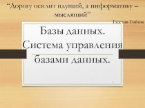 Презентация по информатике на тему База данных. Система управления базами данных(9 класс)