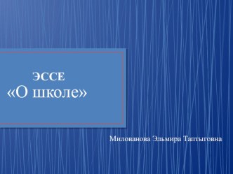 Педагогическое эссе о школе.