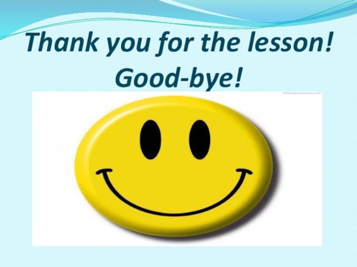 Thank you for the lesson! Good-bye!