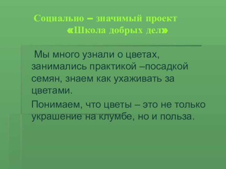 Социально – значимый проект