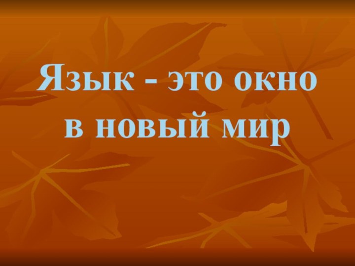 Язык - это окно в новый мир