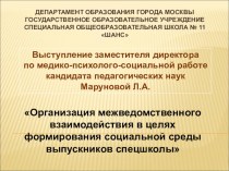 Организация межведомственного взаимодействия в целях формирования социальной среды выпускников спецшколы