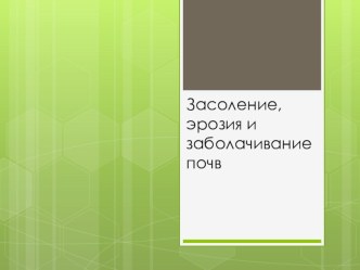 Презентация Эрозия, засоление почв