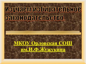 Изучаем избирательное законодательство. Работа клуба молодого избирателя Орленок.