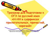 Тренажер для подготовки к ОГЭ по русскому языку Н-НН в суффиксах различных частей речи