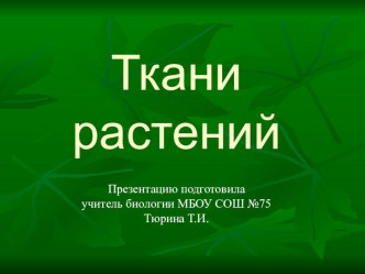 Презентация по биологии на тему Ткани растений (6 класс)